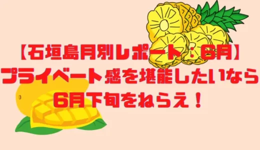 【石垣島月別レポート：6月】プライベート感を楽しみたいなら6月下旬をねらえ！